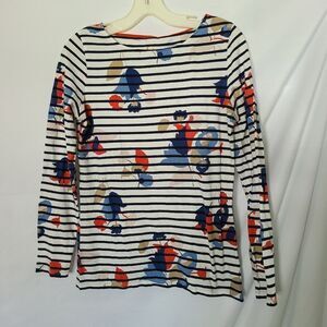 Boden Great Brenton Stripes and Floral Long‎ Sleeve Statement Tee sz 6
